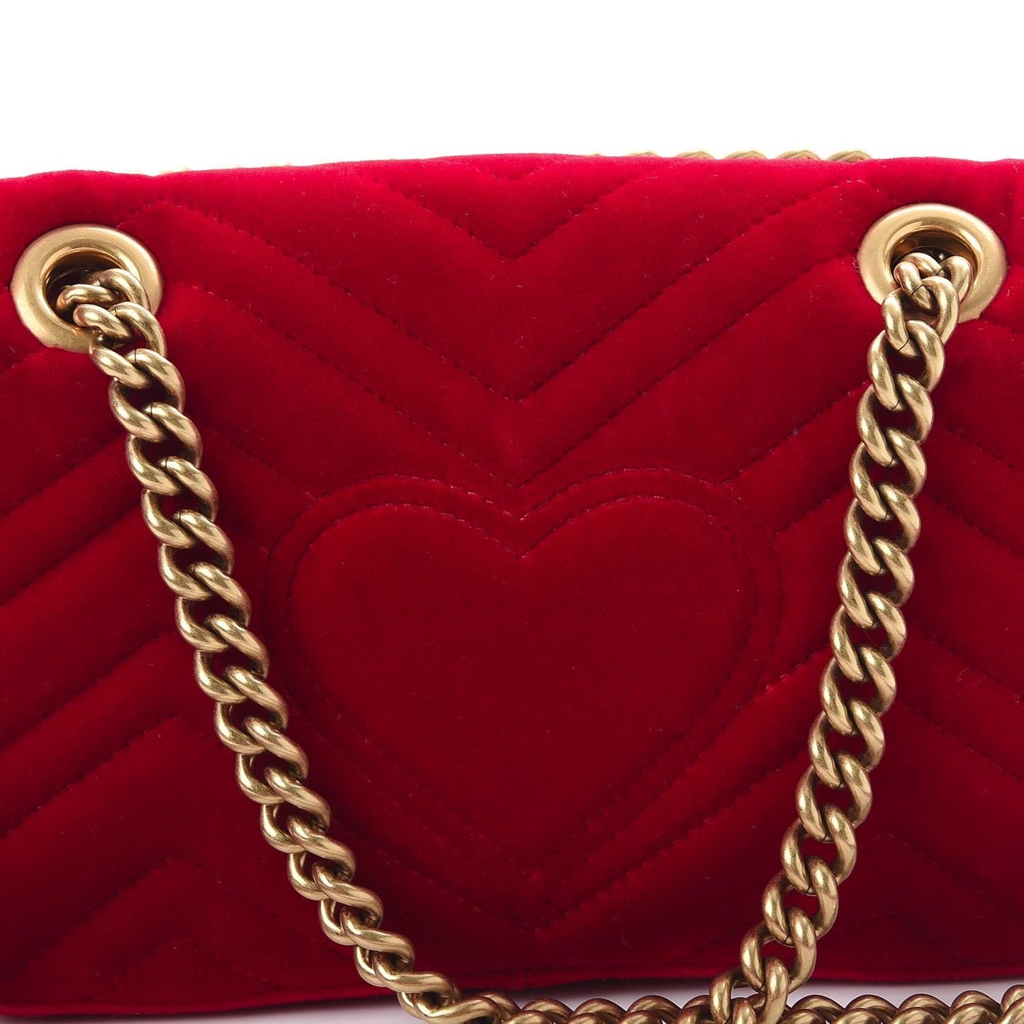 Velvet Matelasse Mini GG Marmont Shoulder Bag Hibiscus Red