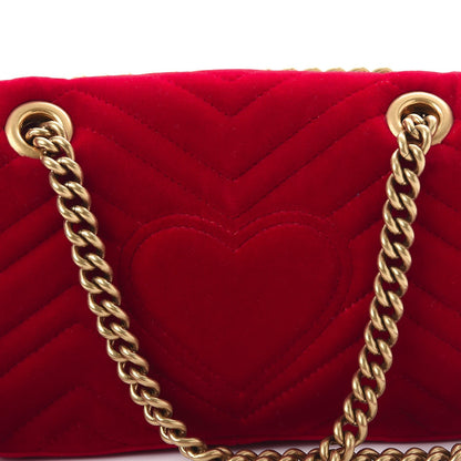 Gucci Velvet Matelasse Mini GG Marmont Shoulder Bag Hibiscus Red 5 of 8