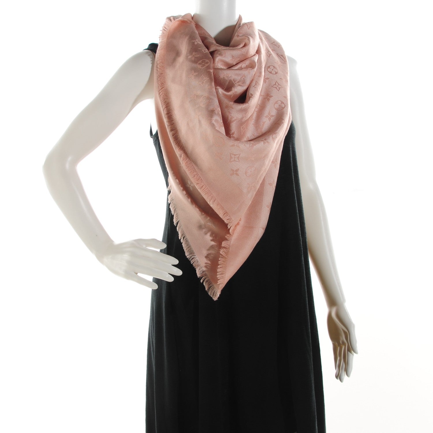 Louis Vuitton Silk Wool Monogram Shine Shawl Rose 2 of 5