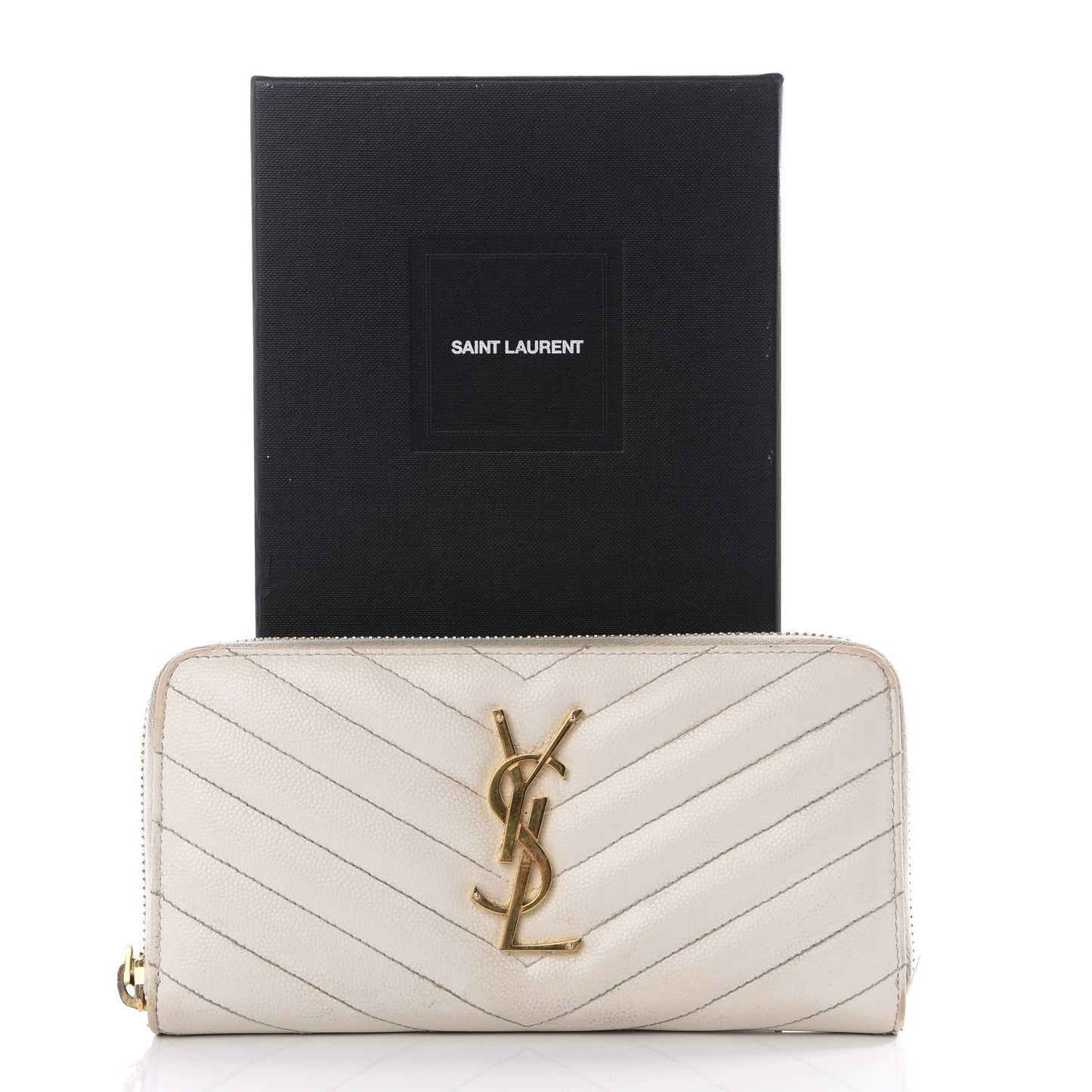 Grain De Poudre Matelasse Chevron Monogram Zip Around Wallet Porcellana