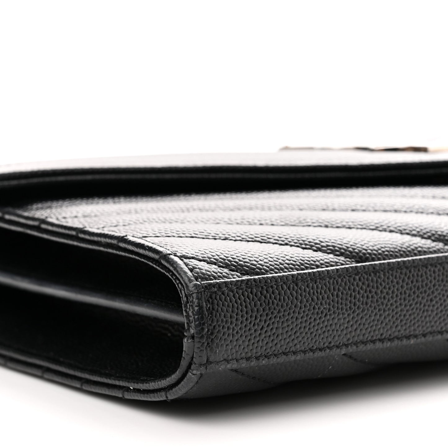 Grain De Poudre Matelasse Chevron Monogram Chain Wallet Black