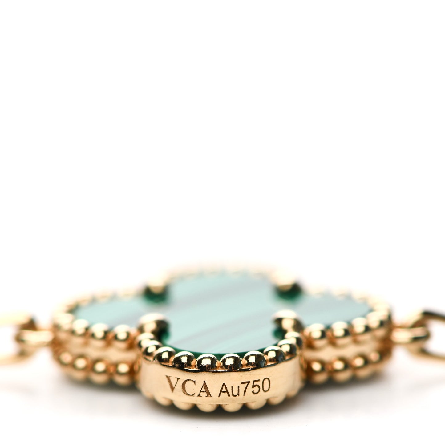 18K Yellow Gold Malachite 20 Motifs Vintage Alhambra Necklace