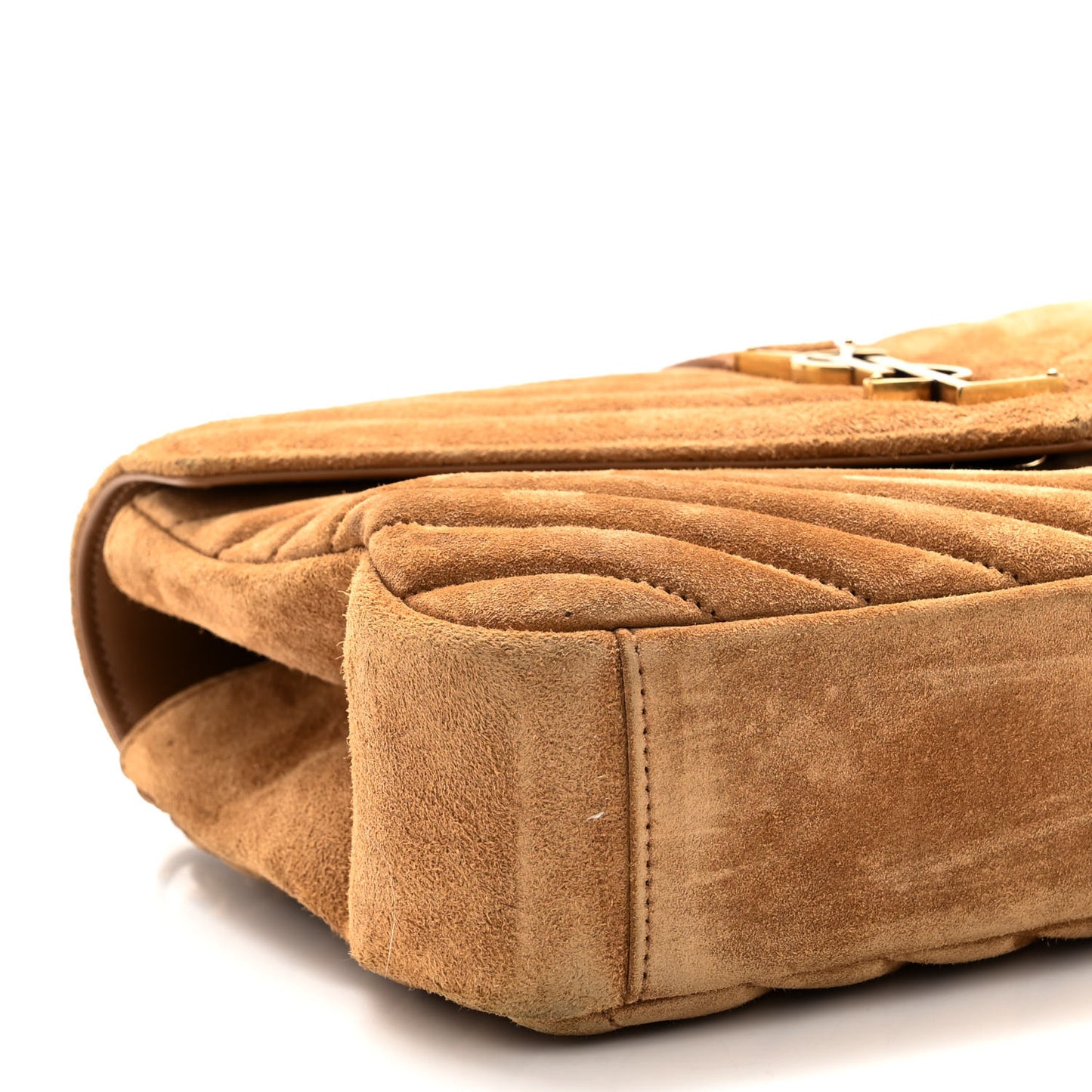 Suede Matelasse Chevron Monogram Medium College Bag Cinnamon