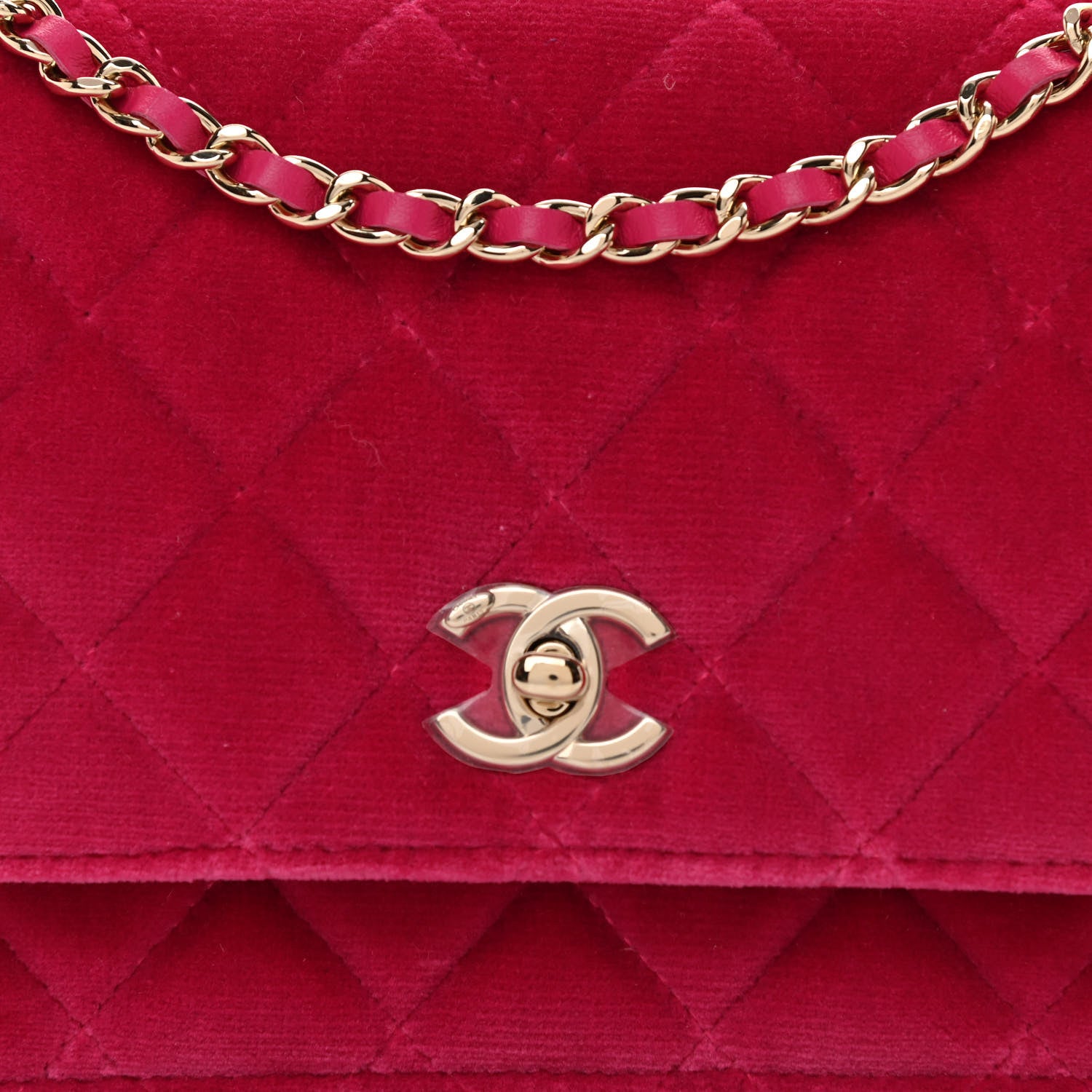 Chanel Velvet Quilted Pearl Crush Wallet On Chain WOC Pink 9 of 11