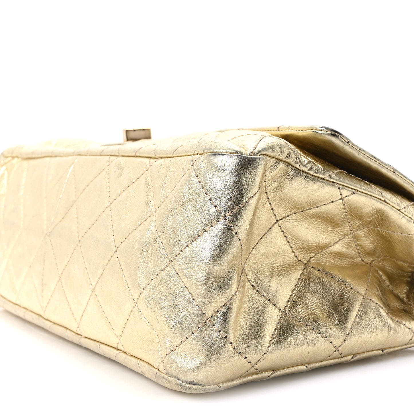 Metallic Aged Calfskin Quilted 2.55 Reissue 227 Flap Gold