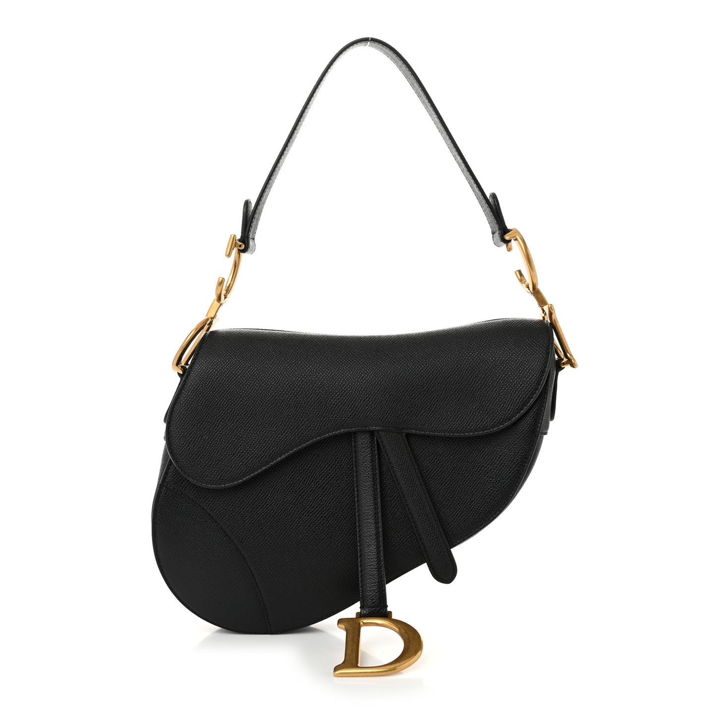Grained Calfskin Saddle Bag Black