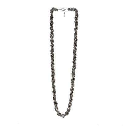Chanel Multi Chain Braided Pearl Long Necklace Silver 3 of 5