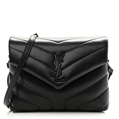 Saint Laurent Calfskin Y Quilted Monogram Toy Loulou Crossbody Bag Black 1 of 14