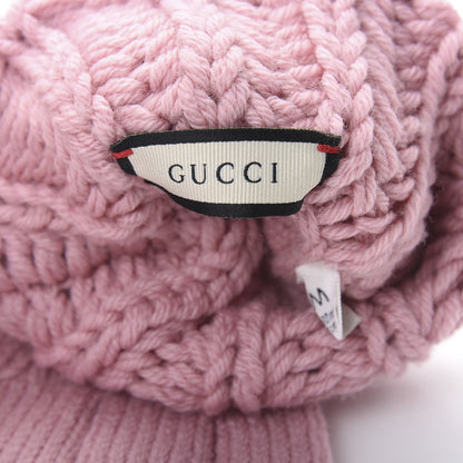 Gucci Wool Tricot Logo Bibiglove Gloves M Rose Mole 4 of 5