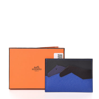 Hermes Epsom Evercalf Evercolor Sombrero Les Petits Chevaux Card Holder Bleu Royal Bleu Indigo Encre Obscur 7 of 7