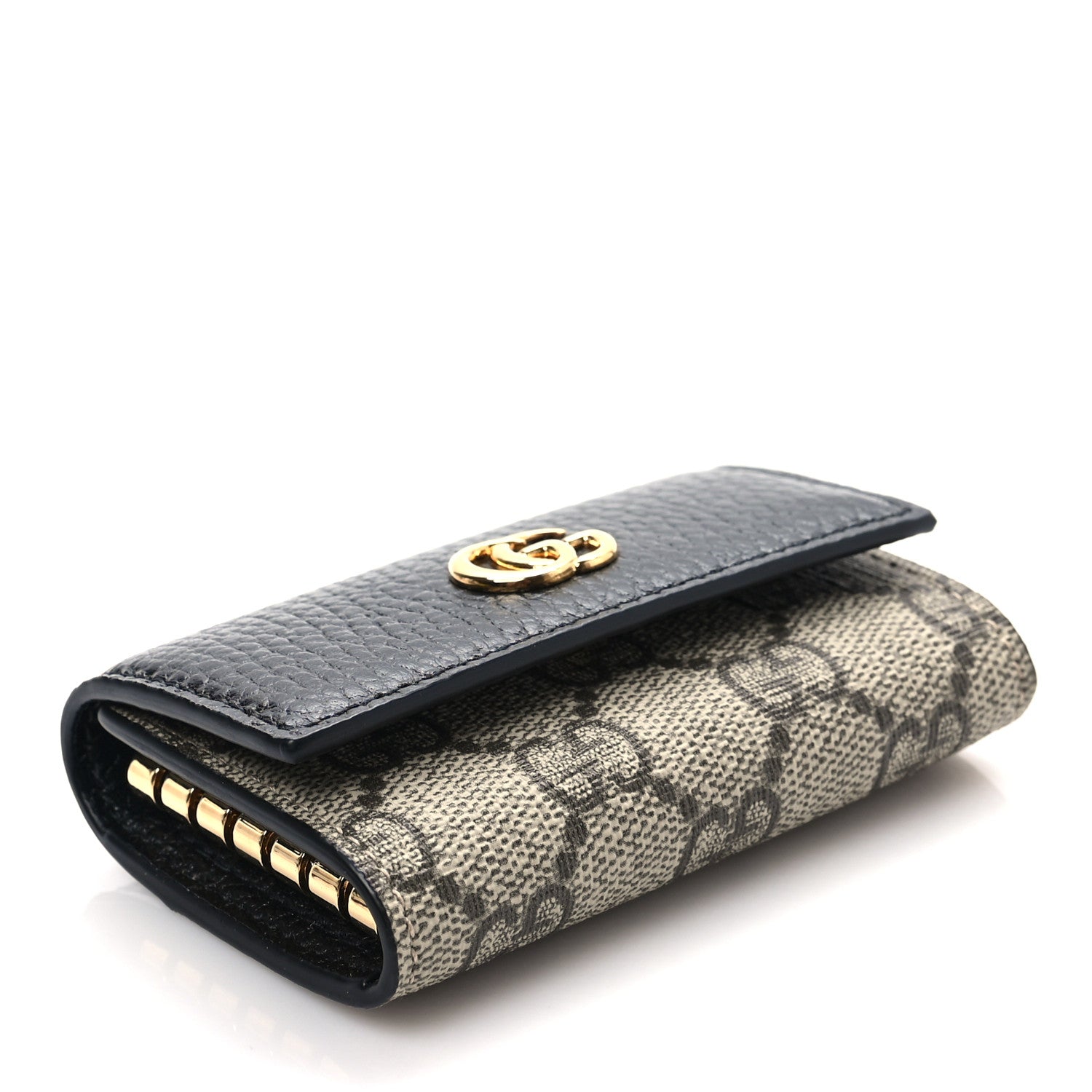 Gucci Dollar Calfskin GG Supreme Monogram GG Marmont 6 Key Holder Case Black Beige Ebony 4 of 7