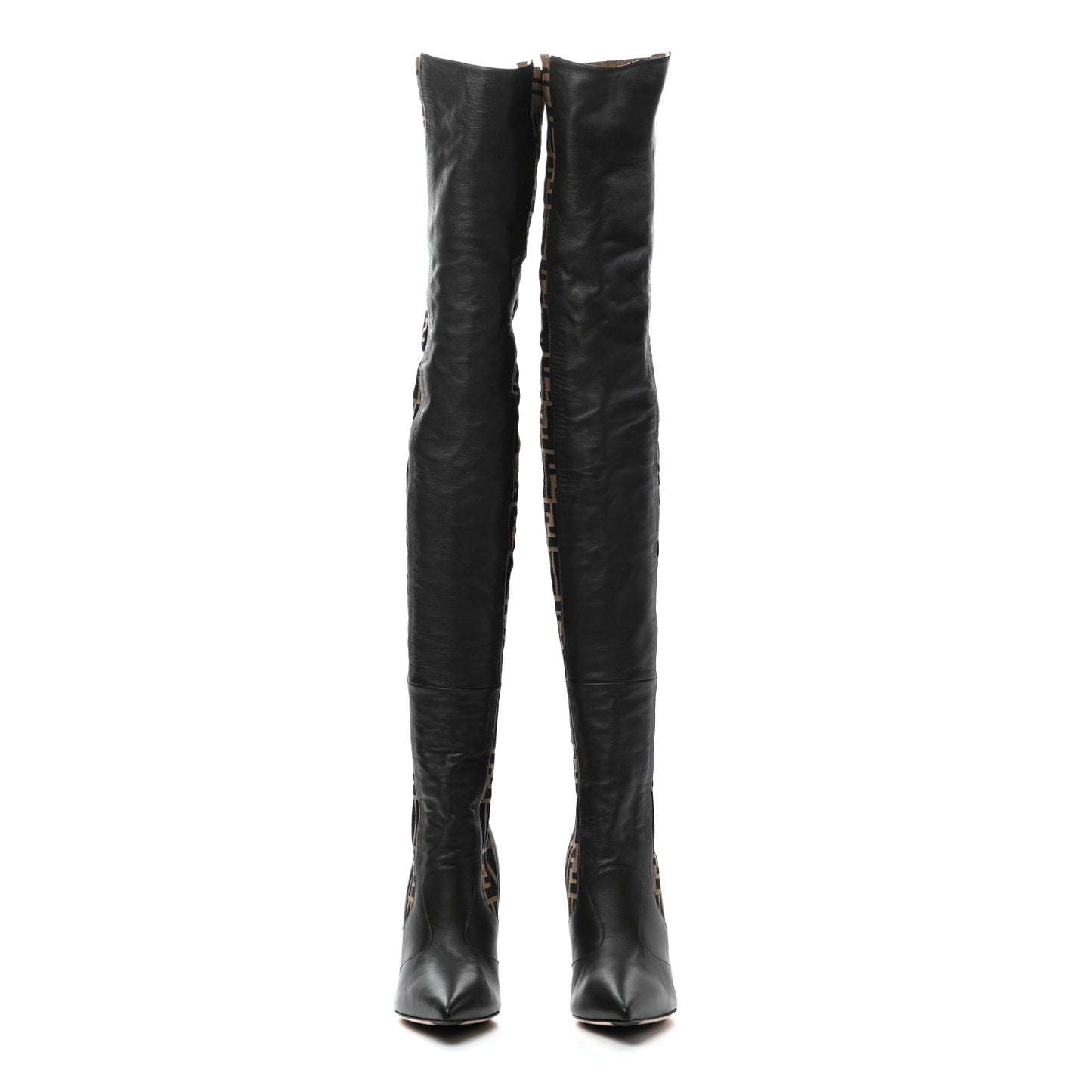 Nappa Microfiber Fabric FF Rockoko Thigh High 105mm Boots 40 Ebano Tobacco Brown