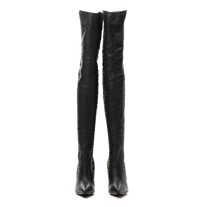 Fendi Nappa Microfiber Fabric FF Rockoko Thigh High 105mm Boots 40 Ebano Tobacco Brown 2 of 6