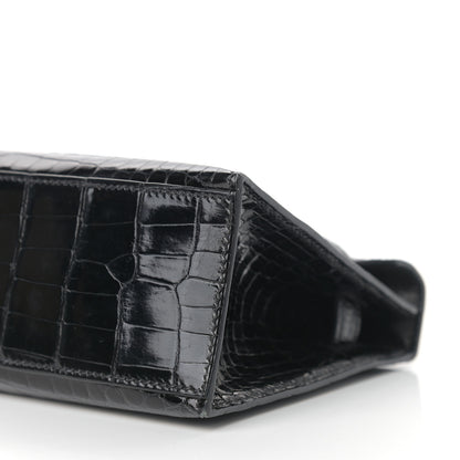 Hermes Shiny Niloticus Crocodile Kelly Pochette Black 9 of 11