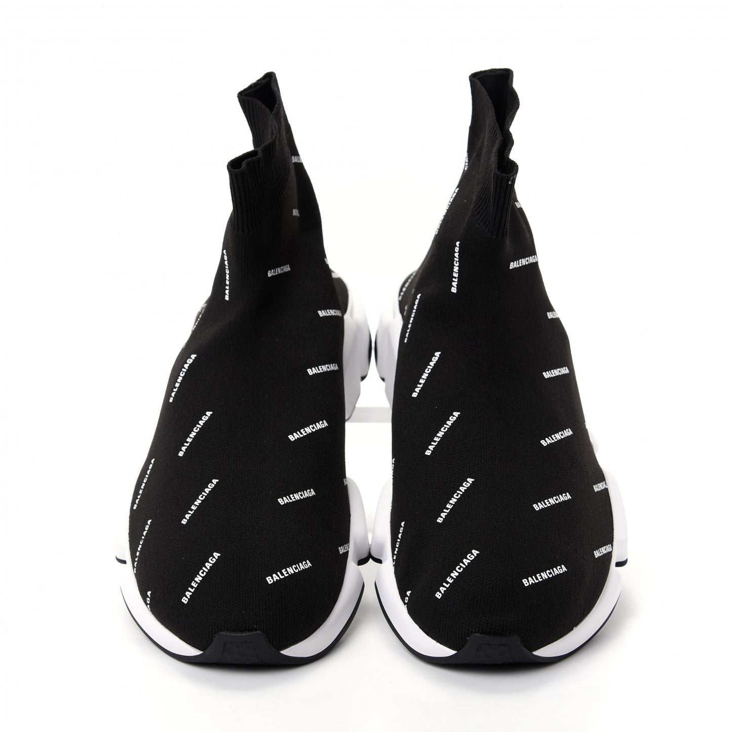 Neoprene Knit Allover Logo Bi-Color Sole Mens Speed Sneakers 42 Black White