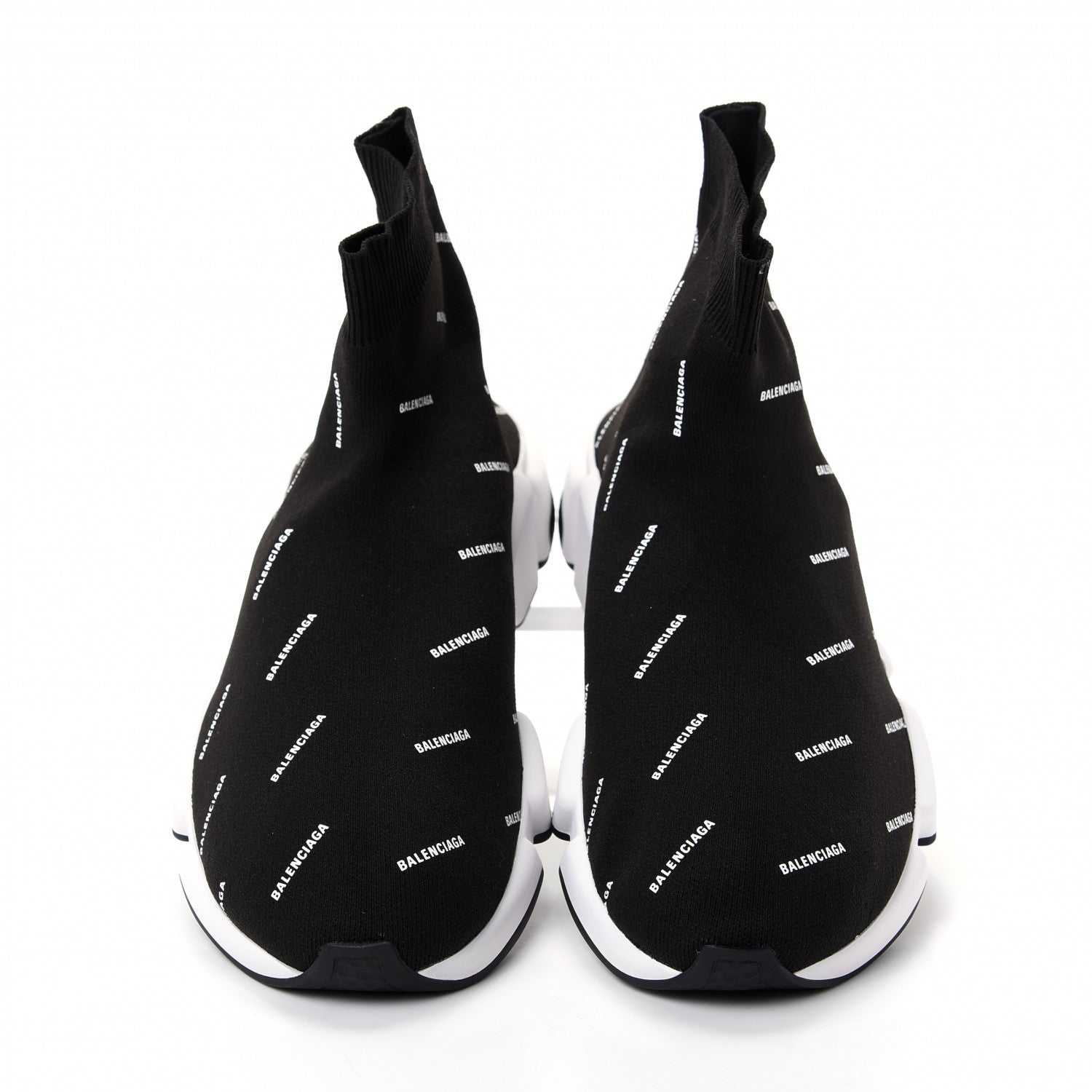 Balenciaga Neoprene Knit Allover Logo Bi-Color Sole Mens Speed Sneakers 42 Black White 5 of 10