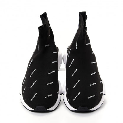 Balenciaga Neoprene Knit Allover Logo Bi-Color Sole Mens Speed Sneakers 42 Black White 5 of 10
