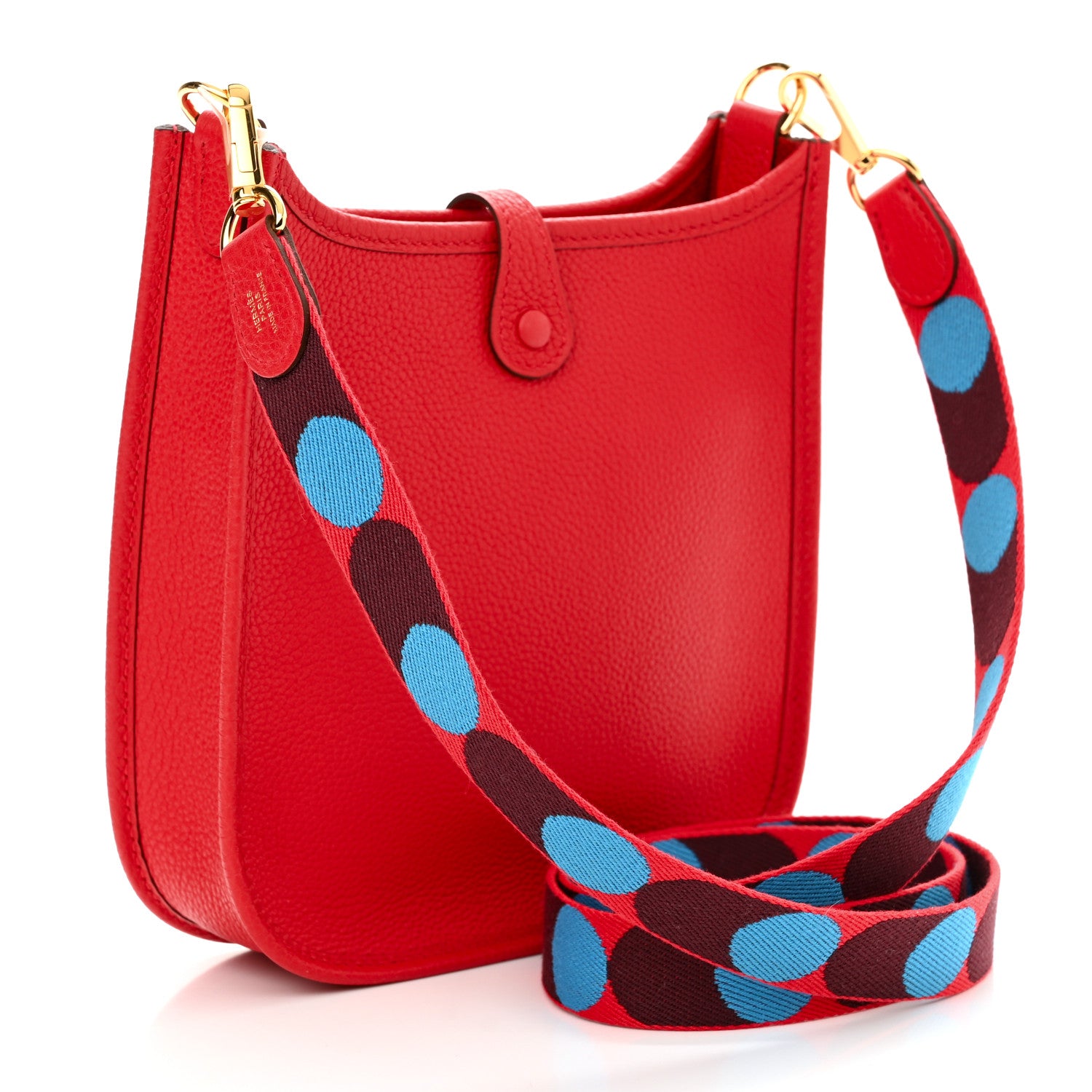 Hermes Taurillon Maurice Flipperball Sangle Evelyne TPM Rouge De Coeur Bleu Frida 3 of 11
