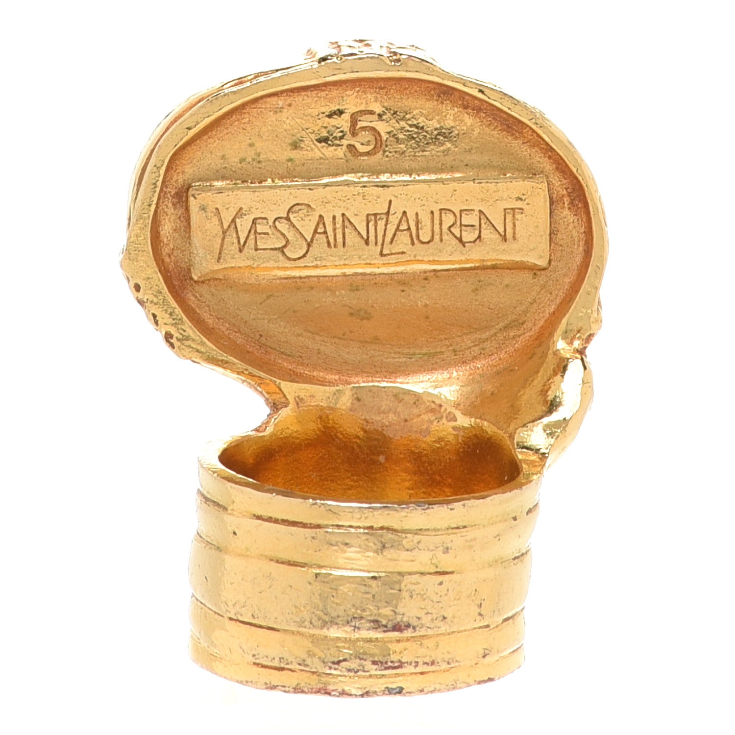 Saint Laurent Glass Cabochon Gold Arty Ovale Ring 5 Black 3 of 5