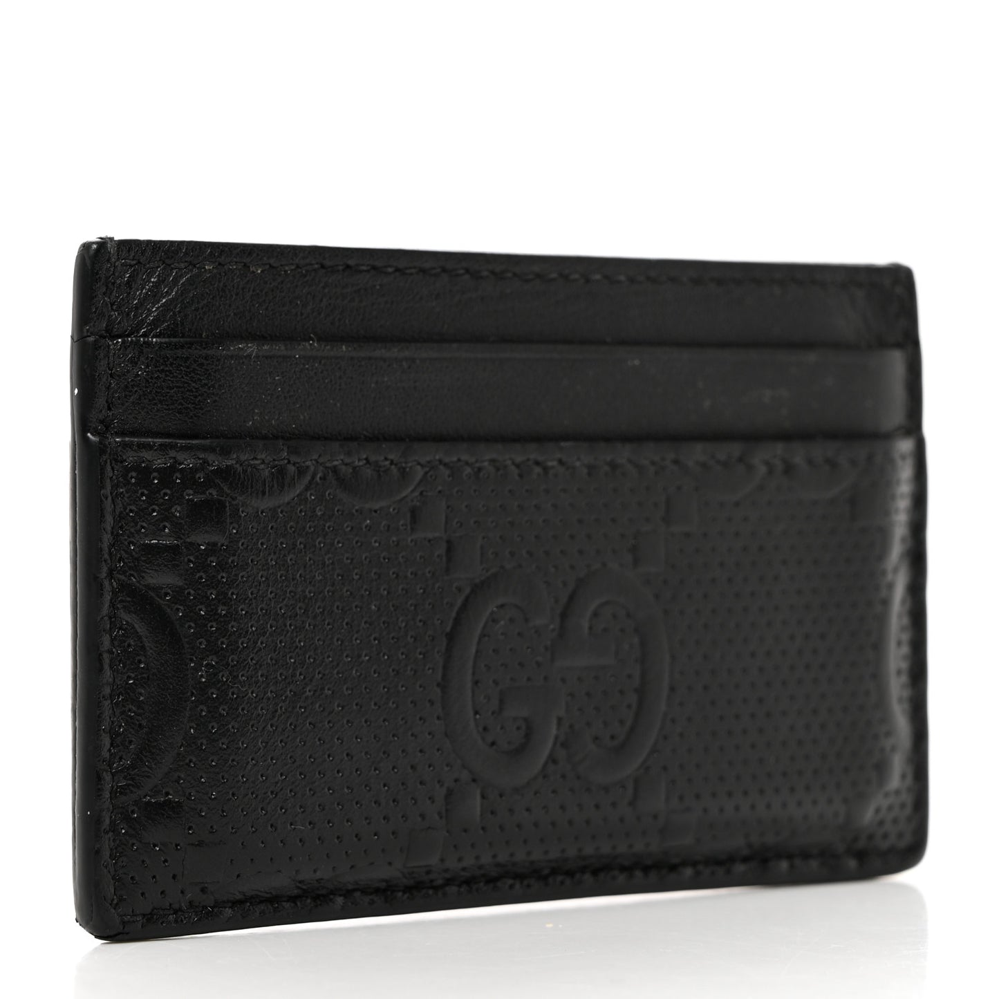 Calfskin GG Tennis Embossed Card Holder Black