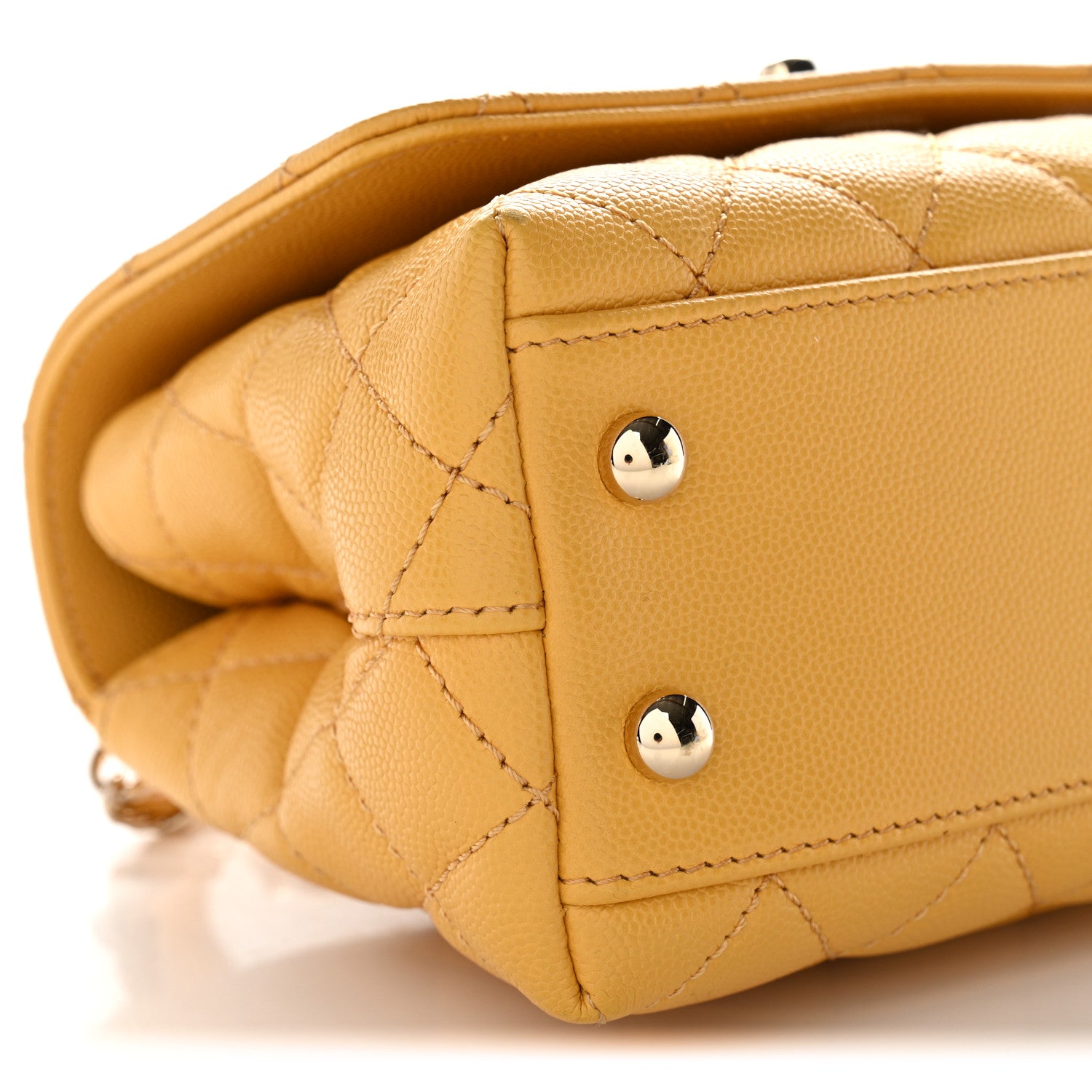 Chanel Caviar Lizard Embossed Quilted Extra Mini Coco Handle Flap Yellow 9 of 10