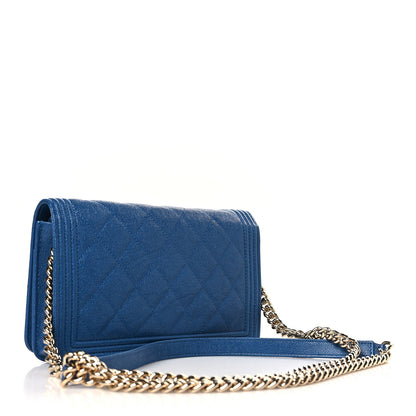 Chanel Caviar Quilted Boy Wallet On Chain WOC Blue 3 of 9
