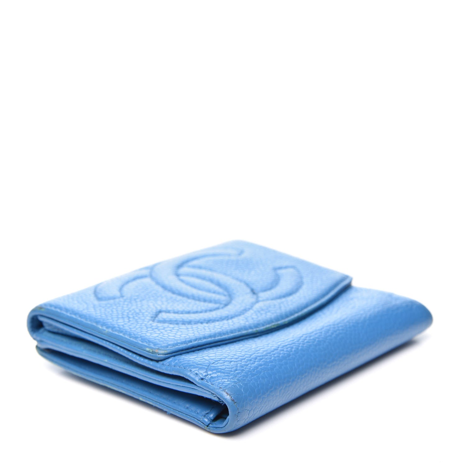 Chanel Caviar Timeless CC Compact French Wallet Blue 3 of 18