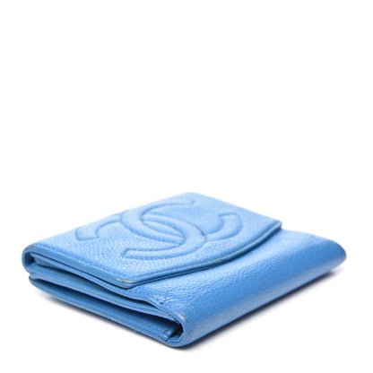 Chanel Caviar Timeless CC Compact French Wallet Blue 3 of 18