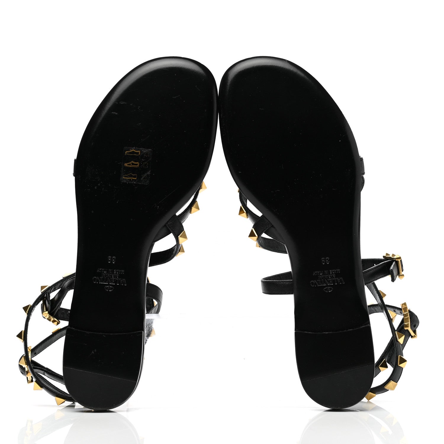 Valentino Garavani Nappa Rockstud Flair Ankle Wrap Flat Sandals 39 Black 5 of 7