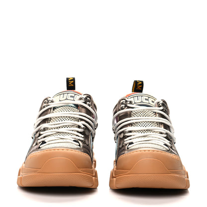 Gucci X SEGA Metallic Calfskin Mesh Womens Flashtrek Sneakers 38 Rame Mystic White Lago 2 of 7