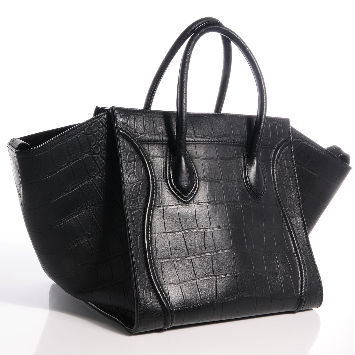 Crocodile Embossed Medium Phantom Luggage Black