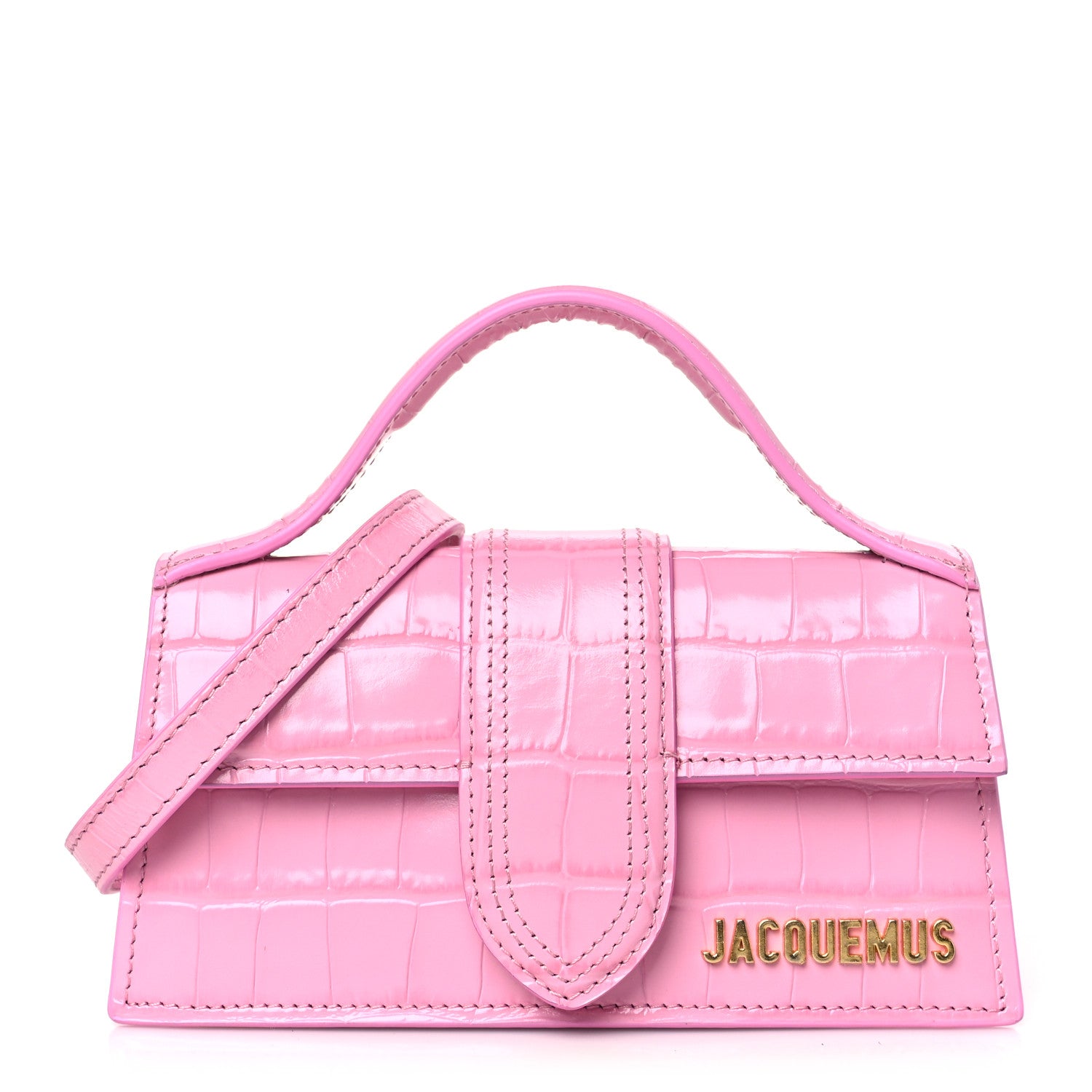 Jacquemus Calfskin Crocodile Embossed Le Bambino Pink 1 of 9