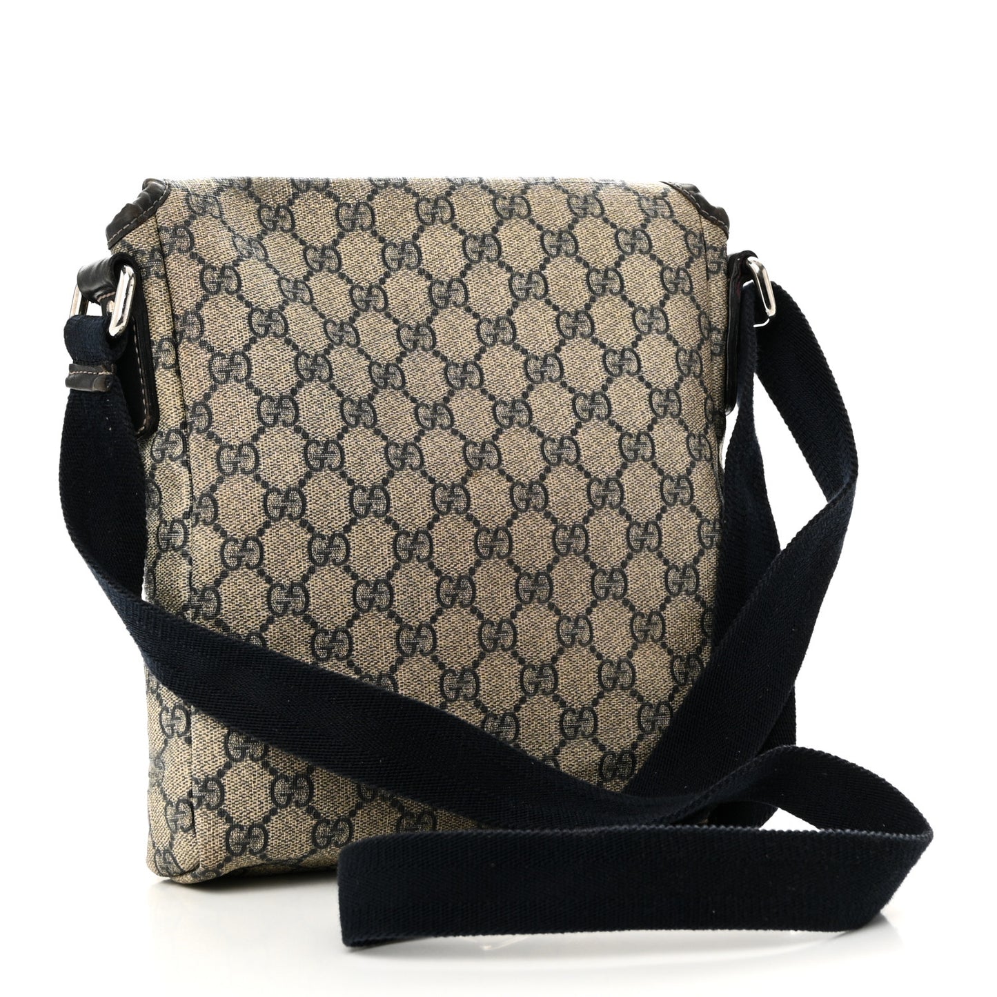 GG Plus Monogram Sellieria Calfskin Small Flap Messenger Bag Beige Blue