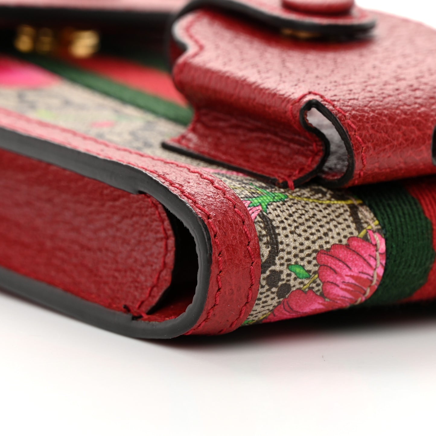 GG Supreme Monogram Flora Ophidia Phone Case Crossbody Red