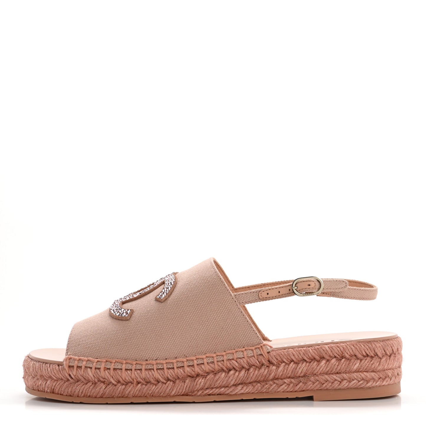 Canvas Strass CC Espadrille Slingback Sandals 39 Pink