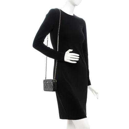 Chanel Crackled Patent Calfskin Quilted Small Clutch With Pearl Chain Black 2 of 11