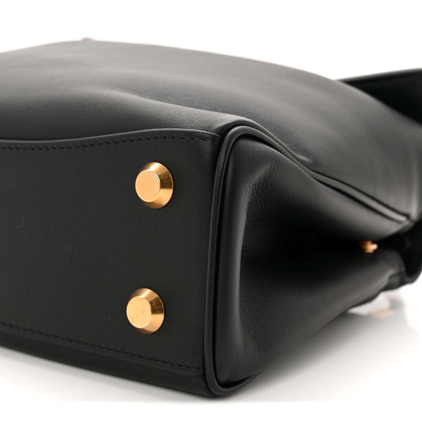 Natural Smooth Calfskin Mini Rodeo Top Handle Handbag Black
