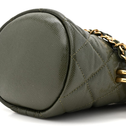 Chanel Caviar Quilted Coco First Bucket Clutch With Chain Khaki 9 of 11