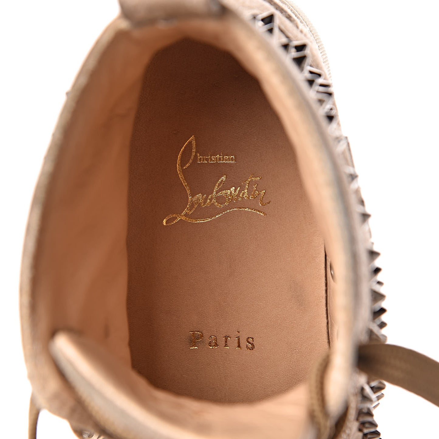 Veau Velours Womens Louis Spikes Flat Sneakers 37.5 Beige