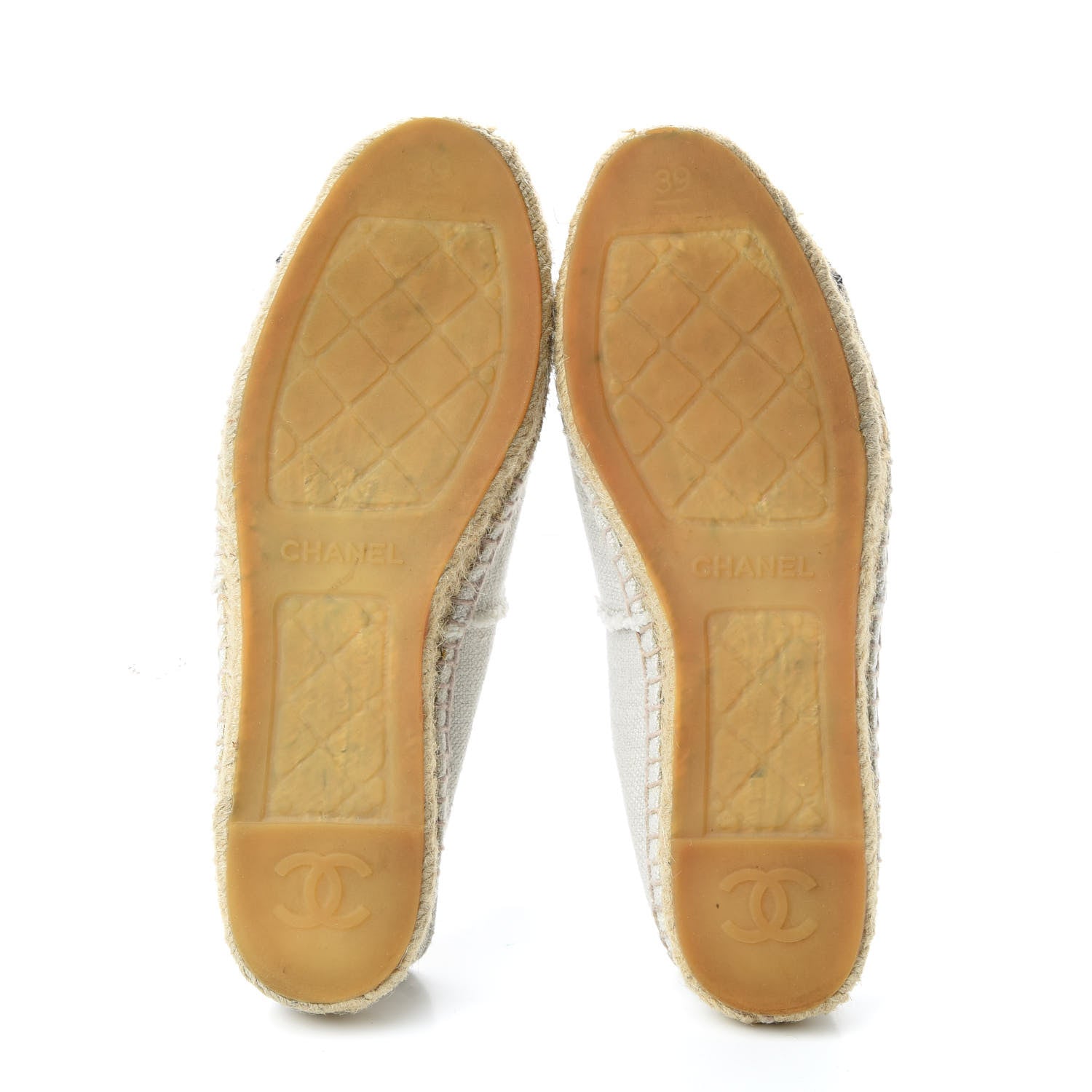 Chanel Linen CC Espadrilles 39 Beige Black 6 of 11
