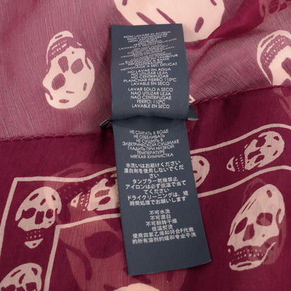 Alexander McQueen Silk Chiffon Skull Scarf Burgundy 6 of 7