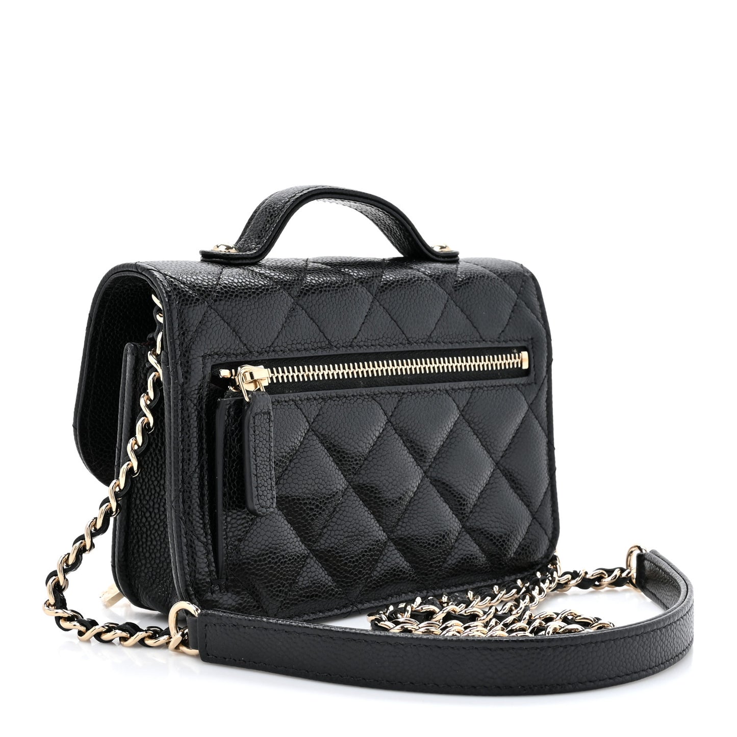 Caviar Quilted Business Affinity Clutch With Chain Black