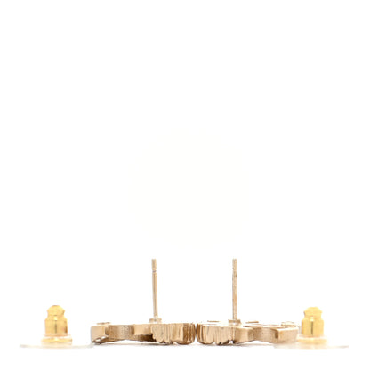 Chanel Crystal CC Crown Earrings Gold 3 of 5