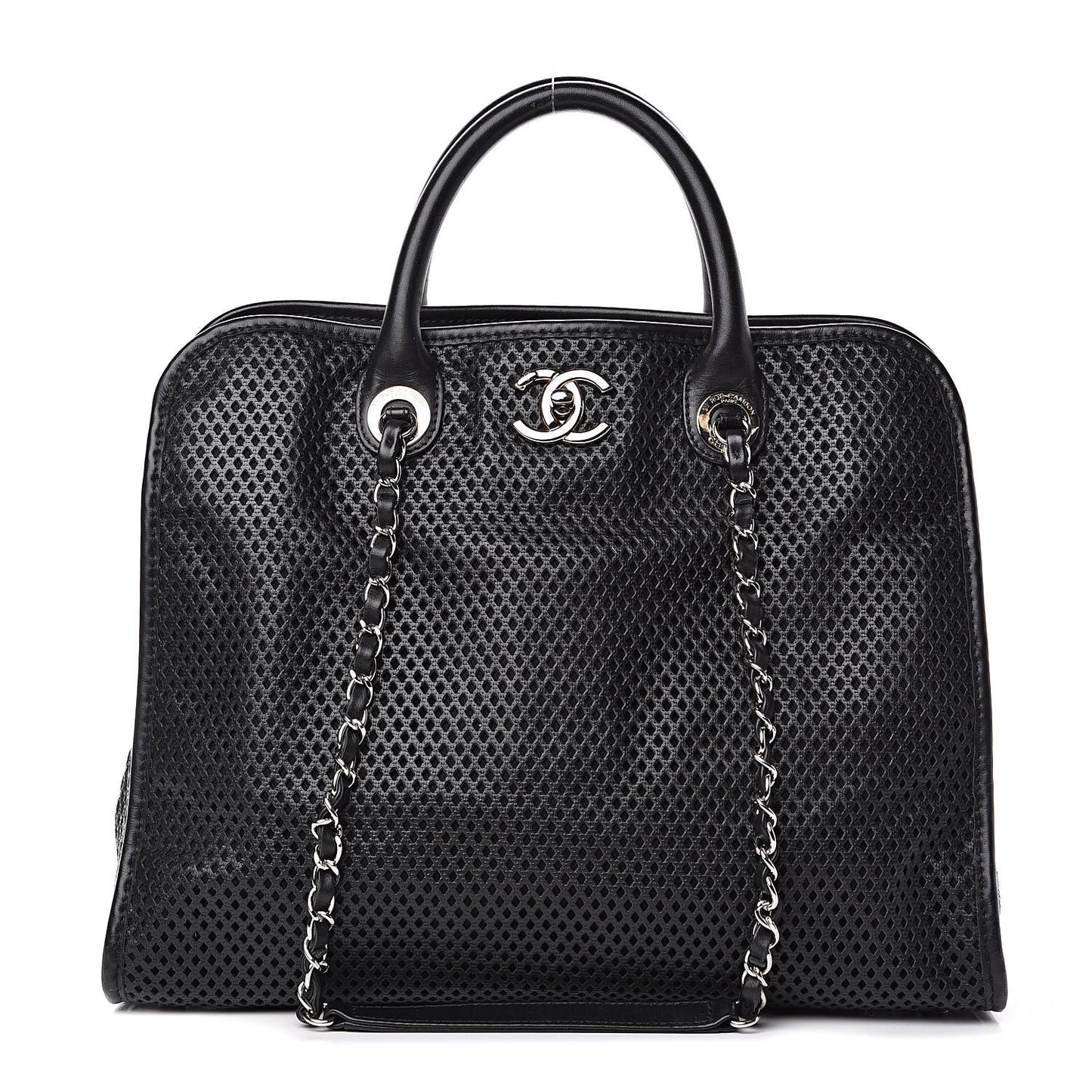 Calfskin Perforated Up In The Air Tote Black