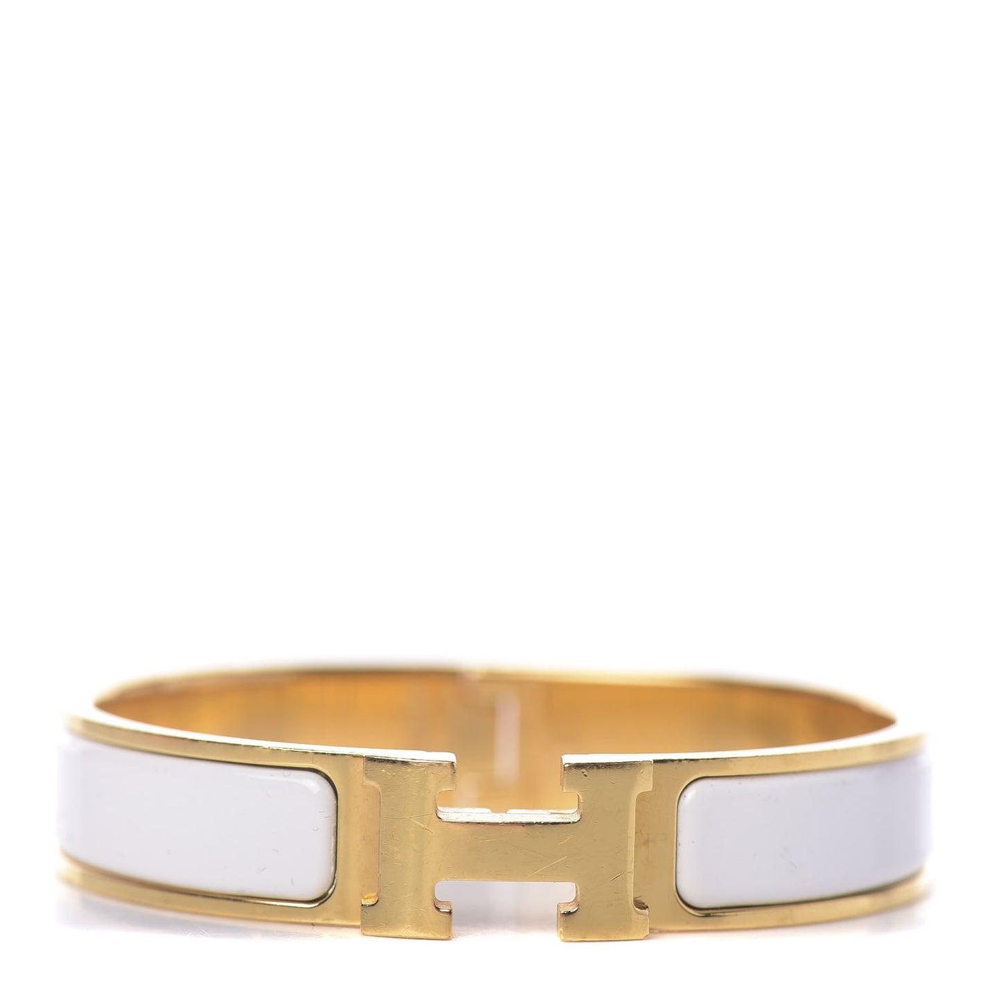 Enamel Narrow Clic Clac H Bracelet PM White
