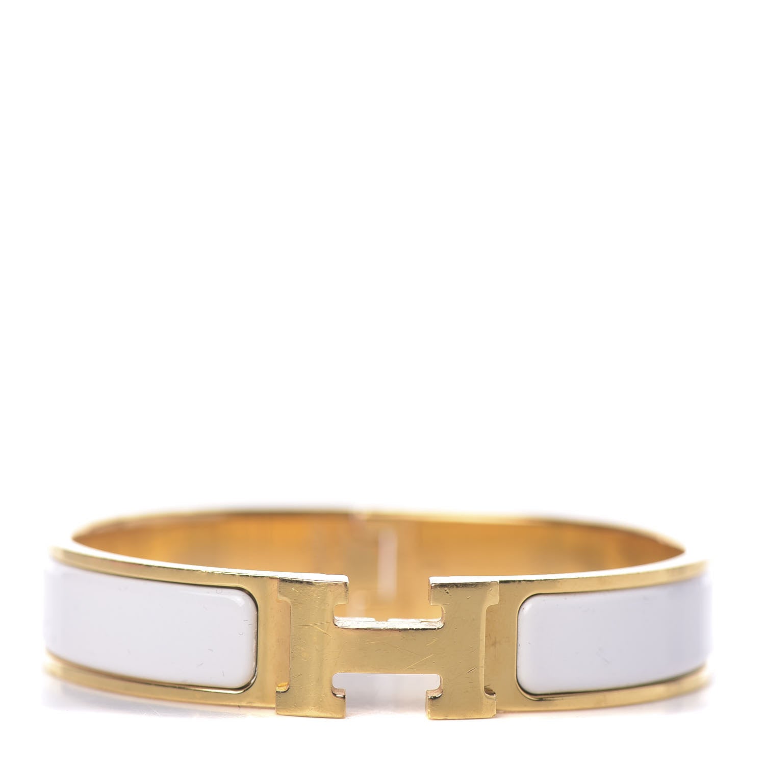 Hermes Enamel Narrow Clic Clac H Bracelet PM White 1 of 5