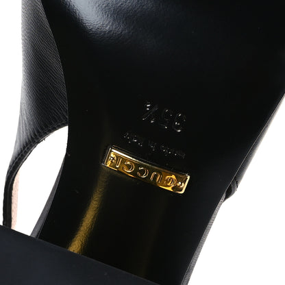 Gucci Malaga Kid Horsebit 75mm Slingback Pumps 35.5 Black 7 of 9