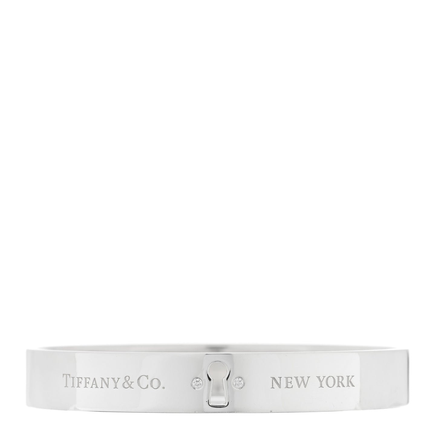 Sterling Silver Diamond Narrow Locks Bangle Bracelet