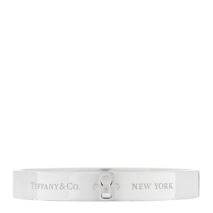 Tiffany Sterling Silver Diamond Narrow Locks Bangle Bracelet 1 of 3