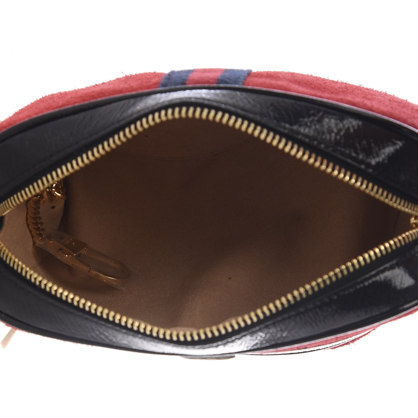 Suede Patent Web Mini Ophidia Shoulder Bag Red